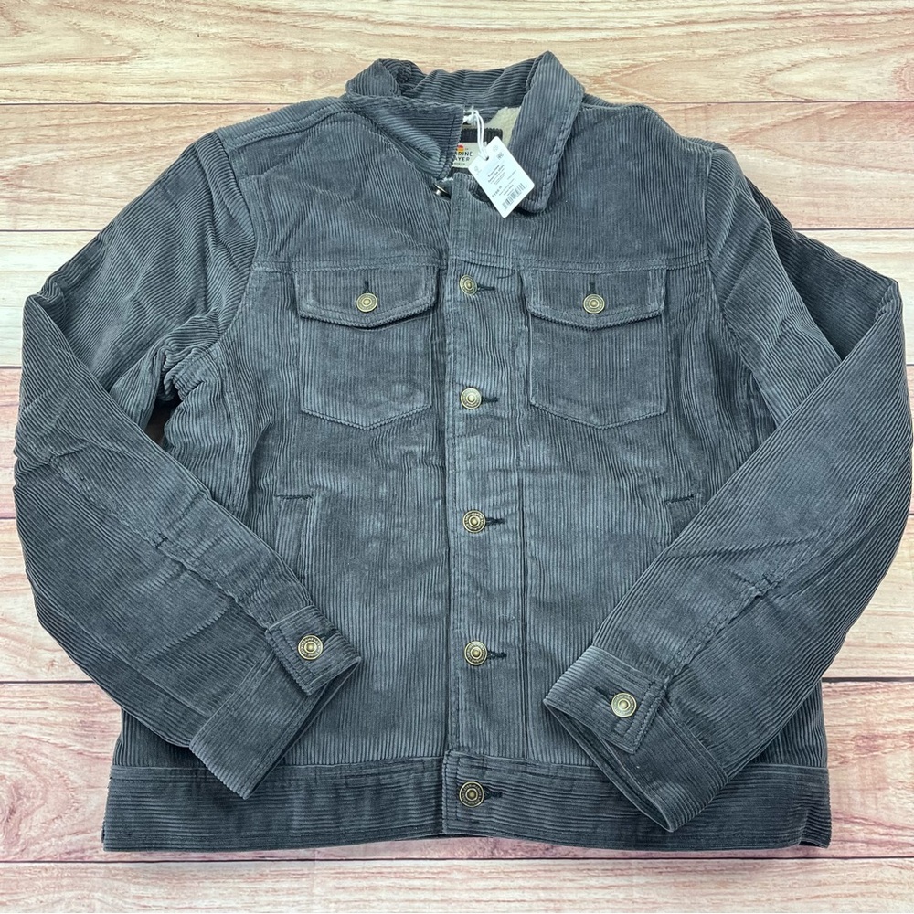 NWT Marine Layer Jacket Mens M Faded Black Boise Corduroy Sherpa Trucker Shirt